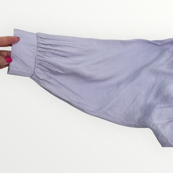 Zara Purple Crop Top Plunging Deep V-Neck Crop Puff Sleeve Coquette Size XS NWT - Picture 9 of 12